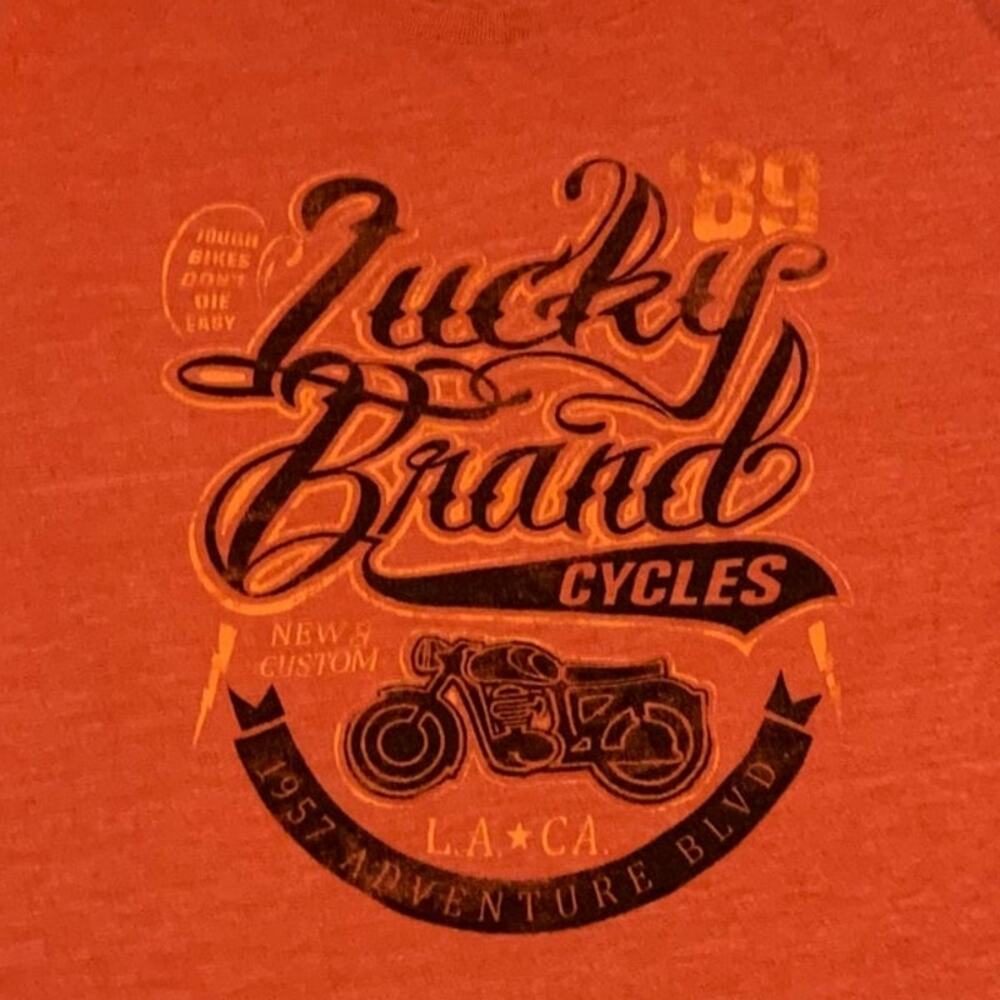 Vintage 1989 Lucky Brand Cycles Sz L Orange T-shirt